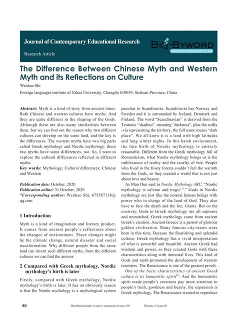 difference  chinese myth  western myth   docslib