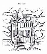 Coloring Tree Treehouse Two Between sketch template