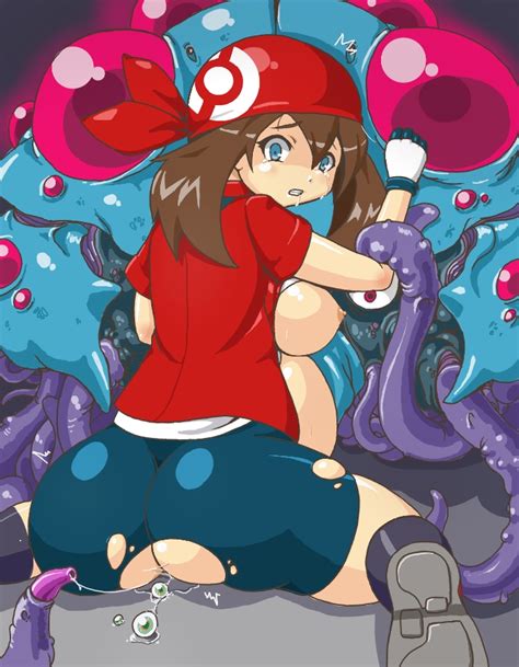 0k0j0 ass bike shorts blue eyes breasts brown hair egg laying haruka pokemon latex pokemon