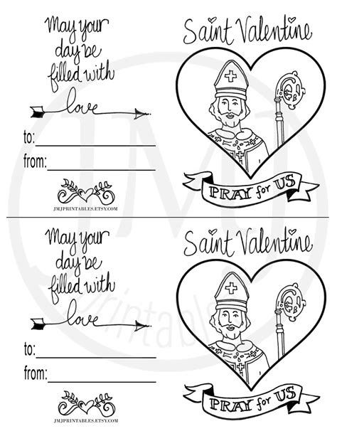 printable saint valentine card  kids kid valentines etsy