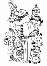 Coloring Minions Minion Gru Pages Kidsplaycolor Family sketch template