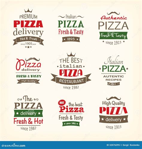 set  premium quality pizza labels stock vector illustration  premium classic