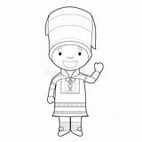 Coloring Lapland Vector Illustration Dressed Traditional Character Cartoon Way Easy sketch template