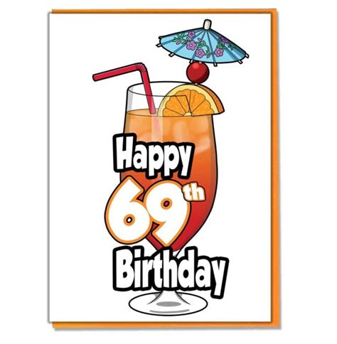 cocktail 69th birthday card ladies mens daughter son friend
