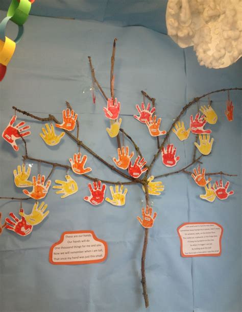 handprint tree autumn theme preschoolers real stickstwigs