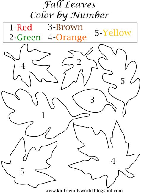kid friendly world fall leaf color  number worksheet