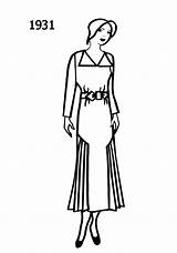 Coloring 1930s Fashion Silhouettes 1930 Costume Template Pages 1931 sketch template