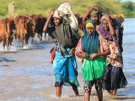 pictures floods displace thousands people  somalia  independent