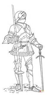Ritter Knight Cavaliere Ausmalbild Chevalier Coloriage Cavalieri Ausmalbilder Stampare Disegnare Chevaliers Dessin Mittelalter Swords Medioevo Spada sketch template