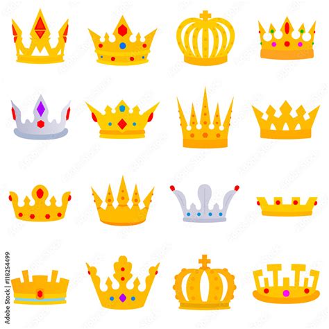 crown  stones crown icons set   shapes flat design