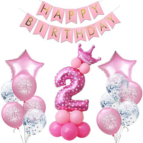 amawill birthday decoration girl pink confetti balloon baby  birthday party decor hot pink