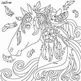 Coloring Pages Catcher Dream Mandala Horse Fairy Printable Colouring Feathers Adult sketch template