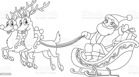 Outlined Santa Sleigh Stock Illustration Download Image Now