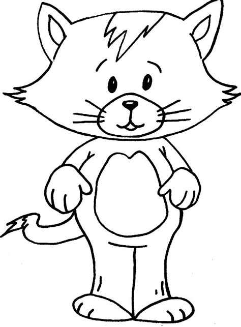 funny kitty cat  standing position coloring page kids play color