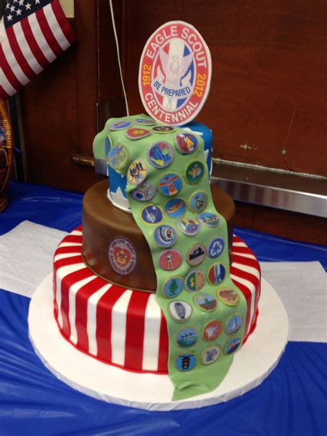eagle scout cake exact replica of the badges and placement on his sash