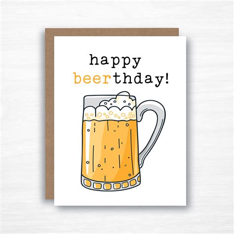 happy beerthday beer card beer birthday card birthday etsy