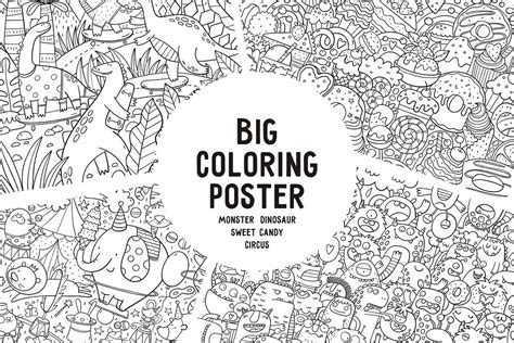 digital big coloring poster coloring paper doodle coloring etsy