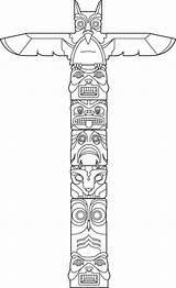 Totem Pole Drawing Poles Native American Totems Vector Drawings Easy Kids Crafts Owl Symbols Indian Tiki Eagle Animal Printable Tattoo sketch template
