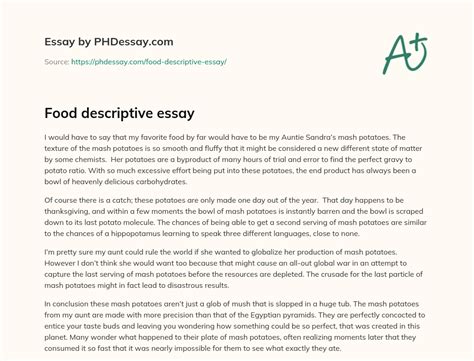 Food Descriptive Essay 300 Words
