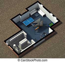 isometric view   furnished house  rendering   furnished residential house