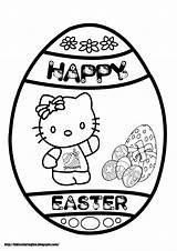 Coloring Kitty Hello Easter Pages Happy Kids Sheets Color Print Printable sketch template