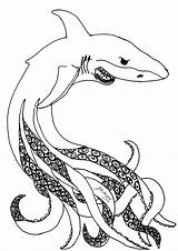 Sharktopus Munch sketch template