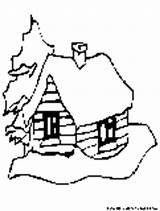 Winter Cottage Pages Coloring Colouring sketch template