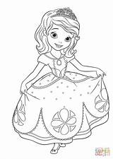 Coloring Sofia Princess Pages Curtseying Drawing Paper sketch template