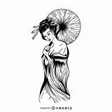 Geisha Outline Vexels Vector Illustration Ai sketch template