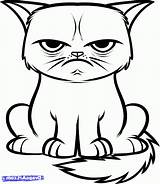 Cat Easy Drawing Coloring Pages Grumpy Cartoon Drawings Cats Color Printable Face Book Result Print Cool Draw Chat Choose Board sketch template