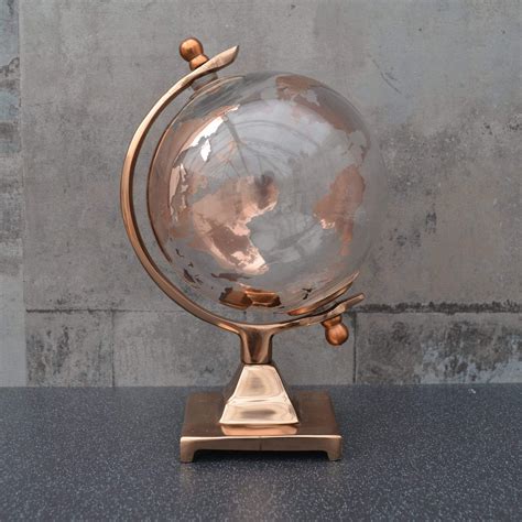 Medium Glass Globe On Metal Stand Copper 24cm 1pk Candlelight Home