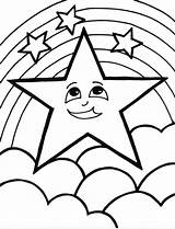 Coloring Star Pages Rainbow Colouring Print sketch template