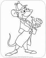 Coloring Basil Detective Mouse Great Pages Disneyclips Pipe His sketch template