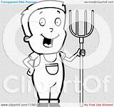 Farmer Pitchfork Boy Outlined Coloring Clipart Cartoon Vector Thoman Cory sketch template