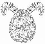 Easter Coloring Pages Egg Zentangle Printable Adult Colouring Happy Print Adults Bunny Doodle Drawn Hand Stock sketch template