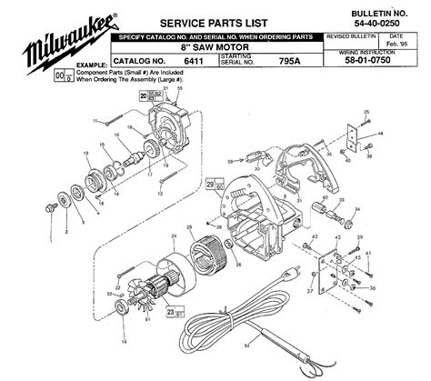 milwaukee    motor model schematic parts diagram