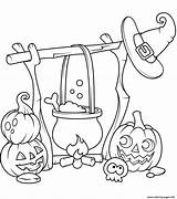 Halloween Cauldron Coloring Pages Printable Boiling Lanterns Jack Print sketch template