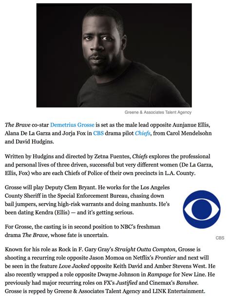 Demetrius Grosse To Star In Cbs Drama Pilot Chiefs Vision Los