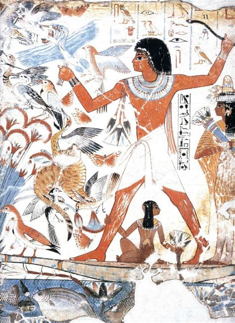 Nebamun Hunting Birds A Fragment Of A Wall Painting From