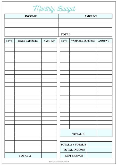printable monthly budget sheet stephenson