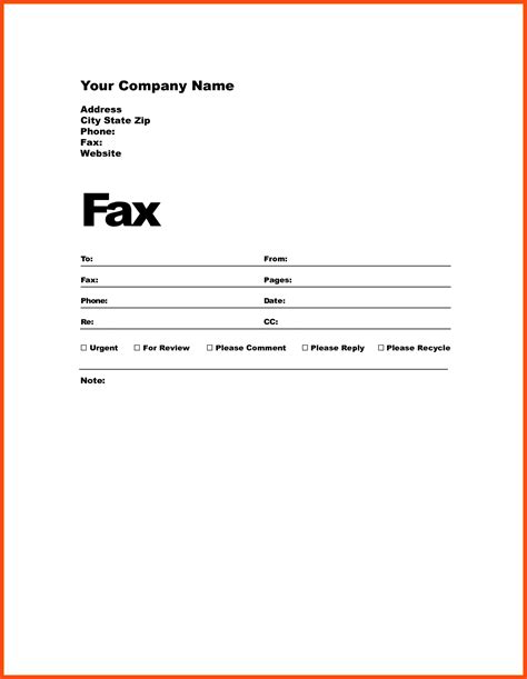 professional fax cover sheet template
