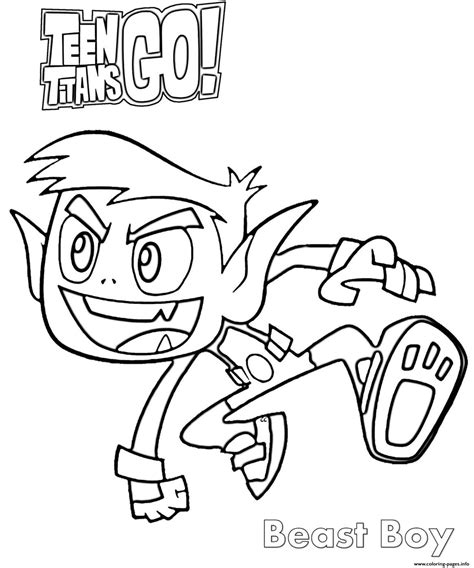 beast boy teen titans  happy coloring page printable