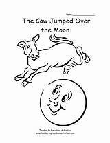 Cow Moon Coloring Over Jumped Activities Pages Kids Jump Nursery Jumping Toddler Book sketch template