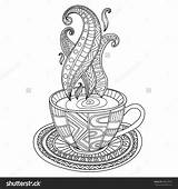 Cup Coffee Tea Pages Coloring Zentangle Book Vector Abstract Template Colouring Adult Teacup Cups Printable Print Time Sketch Shutterstock Printables sketch template