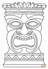Tiki Mask Printable Hawaii Coloring sketch template