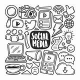 Social Coloring Doodle Icons Premium Drawn Vector Hand sketch template