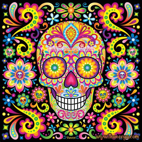 sugar skull art colorful day   dead art  thaneeya mcardle
