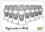 Maids Milking Christmas Coloring Pages Days sketch template