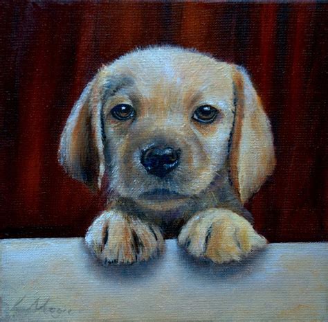 ready labrador puppy art painting  laurel moore