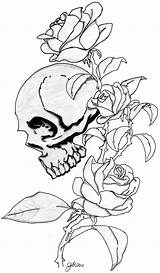 Skull Roses Drawing Getdrawings sketch template